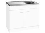Spülenschrank KOCHSTATION "KS-Elster", weiß, B:100cm H:85cm T:50cm, Holzwerkstoff, Schränke, Spülenschrank, Breite 100 cm