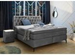 Boxspringbett JOCKENHÖFER GRUPPE "Chelsea", grau (grau 357, 09), B:187cm L:229cm, Bezug Bett: samtähnlich (100% Polyester);Topper und Matratzenspiegel: 100% Polyester, Komplettbetten, Boxspringbett, mit Kaltschaum-Topper