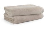 Badetücher MÖVE "Superwuschel 100% Premium Cotton Baumwolle", weiß (cashmere), B:80cm L:150cm, Walkfrottier, Obermaterial: 100% Baumwolle, Handtücher, Badetücher, Spar-Set, Made in Germany, 2x Badetücher mit Bordüre, einfarbig, weich