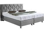Boxspringbett "Phönix", grau, B:195cm L:210cm, Bezug Bett: Microvelours (100% Polyester) oder Feinstruktur (100% Polyester);Bezug Bonnell-Federkernmatratze: 100% Polyester;Bezug Kaltschaummatratze: 100% Polyester;Bezug Tonnentaschenfederkernmatratze: 80% Baumwolle, 20%Polyester, WESTFALIA SCHLAFKOMFORT, Komplettbetten, Boxspringbett