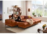 Polsterhocker W.SCHILLIG "piedroo", braun (cognac z69), B:141cm H:42cm T:70cm, Longlife Xtra-Leder Z69: Das feinnarbige, gedeckte Softleder Z69 besticht durch seine außergewöhnliche Weichheit im trendigen »Vintage-Look«, Hautstärke 0, 9 - 1, 1 mm, Hocker, Polsterhocker, Füße in Bronze pulverbeschrichtet