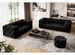 2-Sitzer HOME AFFAIRE "FOLLINA", schwarz, B:193cm H:71cm T:100cm, 100% Polyester, Sofas, 2-Sitzer, 2-Sitzer Sofa mit klassischer Chesterfield-Knopfheftung