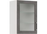 Glashängeschrank IMPULS KÜCHEN "Prag", Breite 50 cm", grau (beton, optik schiefer dunkelgrau), B:50cm H:72,3cm T:34,2cm, Dekorfolie, Glas, Holzwerkstoff, Schränke, Glashängeschrank, mit Glasdrehtür