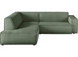 Ecksofa 3C CANDY "Matteo in elegant, kubischer Formensprache, bequem, L-Form", grün (turtle), B:254cm H:72cm T:224cm, 88% Polyester, 12% Polyacryl, Sofas, Ecksofa, mit auffälliger Kedernaht, Cord-Bezug, Lounge-Charakter, OTTOs Choice