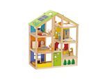 Puppenhaus HAPE "Vierjahreszeiten", bunt, Puppenhäuser, KinderB:60cm H:73cm T:40cm, Holz, Puppenhaus, inkl. Puppenmöbel, B:60cm H:73cm T:40cm