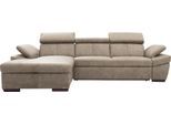 Ecksofa EXXPO - SOFA FASHION "Salerno, Funktionssofa, Breite 280cm, hoher Sitzkomfort, L-Form", beige (sahara), B:280cm H:77cm T:170cm, Microfaser-Primabelle (100% Polyester);NaturLEDER;Kunstleder;Lederfaserstoff;Luxus-Microfaser Lederoptik, Sofas, Ecksofa, inkl. Kopf- und Armteilverstellung, wahlweise mit Bettfunktion