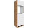 Backofenumbauschrank KOCHSTATION "KS-Luhe", weiß (weiß matt, wotaneiche), B:60cm H:200cm T:60cm, MDF, Schränke, Backofenumbauschrank, 60 cm breit, hochwertige MDF-Fronten mit waagerechter Lisene