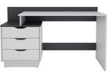 Schreibtisch BYLIVING "Bern, moderner Computertisch", grau (weiß, anthrazit, weiß, weiß), B:138cm H:83,5cm T:51,6cm, Tische, Schreibtisch, mit viel Stauraum, Breite 138cm, rechts oder links montierbar