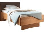 Holzbett WIEMANN "Cardiff, Bettgestell, Bettrahmen, teilmassiv, mit Polsterkopfteil", braun (erle teilmassiv), B:120cm L:190cm, Betten, Holzbett, Fußteil aus Massivholz, verschiedene Größen