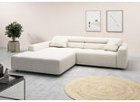 Ecksofa 3C CANDY "Denver auch mit Cord- und Easy care-Bezug, Kopfteilverstellung L-Form", weiß, B:258cm H:68cm T:217cm, 96% Polyester, 4% Polyacryl, Sofas, Ecksofa, wahlweise. mit motorischer Sitztiefenverstellung