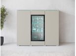 Highboard HOME AFFAIRE "Vera", beige (kaschmir), B:120cm H:103,3cm T:39,5cm, Sideboards, Highboard, Highboard mit 4 Türen, 9 Fächern, verglasten Türen