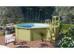 Achteckpool KARIBU "Rimini 1X mit Sonnendeck", braun, B:480cm H:121cm L:400cm, Schwimmbecken, Achteckpool, BxLxH: 480x400x121cm