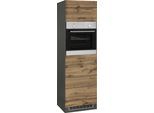 Backofen/Kühlumbauschrank KOCHSTATION "KS-Trier", grau (wotaneiche, grafit), B:60cm H:200cm T:60cm, Holzwerkstoff, MDF, Schränke, Backofen/Kühlumbauschrank, Breite 60 cm