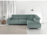 Ecksofa 3C CANDY "Greve Sofa immer mit manuelle Kopfteilverstellungen, modern, elegant", blau (petrol), B:249cm H:79cm T:209cm, 100% Leder, Sofas, Ecksofa, wahlweise motorischer Sitzvorzug, bequem und zeitlos, L-Form