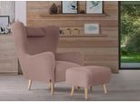 Sessel HOME AFFAIRE "Telford auch in Fellimitat, Sessel B/T/H: 77/92/106 cm", rosa (rosé), B:77cm H:106cm T:92cm, Samtoptik (100% Polyester);Luxus-Microfaser Lederoptik (100% Polyester);Struktur fein (100% Polyester);Fellimitiat (100% Polyester), Sessel, Sessel, wahlweise mit und ohne Hocker, in vielen Bezugsqualitäten, Ohrensessel