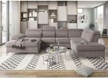 Wohnlandschaft SIT & MORE "Cabrio U-Form, B: 359 cm, mit Sitztiefen-, Arm- & Kopfteilverstellung", braun (savannah), B:359cm H:87cm T:230cm, 100% Polyester, Sofas, Wohnlandschaft, 3 Nierenkissen, Federkern, optional Bettfunktion und Stauraum