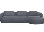 Wohnlandschaft FLEXLUX "Torino, rund, L-Form, Sofa-Ecke mit Recamiere, Longchair-Sofa", grau (soft grau), B:307cm H:85cm T:146cm, 100% Polyester, Sofas, Wohnlandschaft, Modernes, organisches Sofa-Design, Kaltschaum, Wellenunterfederung