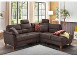 Ecksofa HOME AFFAIRE "Palmera L-Form, B: 236 cm", braun (nuß), B:236cm H:89cm T:212cm, 100% Polyester;Struktur (100% Polyester);Luxus-Microfaser in Lederoptik (100% Polyester), Sofas, Ecksofa, optional Bettfunktion & Bettkasten, Federkern