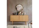 Sideboard WOODMAN "Rove", beige (natur), B:138cm H:75cm T:45cm, Sideboards, Sideboard, Kommode besonderes Design, Breite 138 cm, mit Eichenholzfurnier, FSC