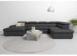 Wohnlandschaft HOME AFFAIRE "Alberto U-Form", schwarz, B:350cm H:73cm T:228cm, Luxus-Microfaser in Lederoptik (100% Polyester);Microfaser in Antiklederoptik (100% Polyester);Luxus-Microfaser Vintageoptik (100% Polyester);Luxus-Microfaser weich (90%Polyester 10%Polyamid), Sofas, Wohnlandschaft, mit Kopfteilverstellung, wahlweise mit Bettfunktion