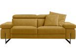 2,5-Sitzer EGOITALIANO "Candice, elegant und edel, hochwertiges Designsofa, bequem", gelb, B:222cm H:100cm T:108cm, Luxus-Micofaser Lederoptik (100% Polyester) ist ein neues technisches Gewebe mit einem visuellen und taktilen Aspekt, der dem Nubuk sehr nahe kommt, mit innovativen Eigenschaften. Seine außerordentliche Weichheit kommt von einem exklusiven Produktionsprozess, der Unreinheiten und Unr