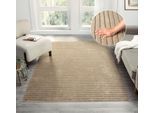Teppich "Selma", beige, B:160cm H:19mm L:230cm, Kunstfaser, LEGER HOME BY LENA GERCKE, Teppiche, Teppich, Hoch-Tief-Struktur, Streifen Design, weich, Wohnzimmer, Schlafzimmer