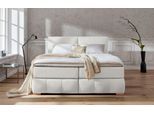 Boxspringbett HOME AFFAIRE "Wehma", beige (natur), B:210cm L:233cm, Struktur fein (100% Polyester), Komplettbetten, Boxspringbett, inkl. Topper in 3 verschiedenen Matratzen, auch in Samtstoff