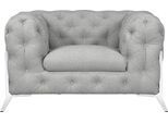 Chesterfield-Sessel HOME AFFAIRE "Amaury Sessel", silber, B:125cm H:75cm T:97cm, Struktur (100% Polyester9;Samtoptik (100% Polyester), Sessel, Chesterfield-Sessel, aufwändige Knopfheftung, moderne Chesterfield Optik, Fußfarbe wählbar