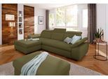 Ecksofa HOME AFFAIRE "Mauritius L-Form", grün (olive), B:287cm T:178cm, Struktur fein (100% Polyester);Luxus-Microfaser Lederoptik (100% Polyester);Soft clean (98% Polyester, 2% Polyamid), Sofas, Ecksofa, mit Kopfteil- und Armlehnverstellung, mit Bettfunktion und Bettkasten