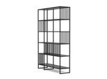 Bücherregal ACTONA GROUP "Strington, Regal, Raumteiler, Standregal", schwarz, B:120cm H:185cm T:35cm, Stahl, Regale, Bücherregal, schwarzer Stahlrahmen, 5 Regale, Marmoroptik, FSC™