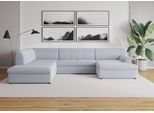 Wohnlandschaft DOMO COLLECTION "Topper, elegant und zeitlos, komfortabel, U-Form", blau (pastellblau), B:320cm H:78cm T:213cm, Sofas, Wohnlandschaft, wahlweise mit Bettfunktion