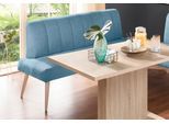 Sitzbank EXXPO - SOFA FASHION "Costa, moderne Rückensteppung, bequem und elegant, hoher Holzfuß", blau (azur), B:162cm H:92cm T:68cm, Struktur: Webvelour, 100% Polyester, Sitzbänke, Sitzbank, hochwertige Detailverarbeitung, Frei im Raum stellbar