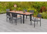 Garten-Essgruppe MERXX "»Paxos«", grau (grau, grau, graphit), Aluminium, Massivholz, Polyester, Sitzmöbel-Sets, Garten-Essgruppe, Ausziehtisch: LxB: 180-240 x 100 cm