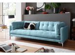 3-Sitzer TRENDS BY HG "Landau", blau (mittelblau), B:228cm H:75cm T:92cm, Baumwoll - Polyester Mix, Sofas, 3-Sitzer, in Cord-Stoff mit Metallfuß