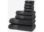 Handtuch Set WOLKENFELD "Premium Low-Twist Baumwolle 550 g/m² – 8-teilig mit Waschlappen", grau (dunkelgrau), 8 tlg., Frottier, Frottier, Obermaterial: 100% Baumwolle, Handtuch-Sets, Handtuch Set, 2 Badetücher, 2 Handtücher groß & 4 Waschlappen