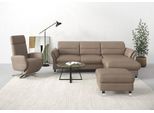 Ecksofa SIT & MORE "Grenoble L-Form mit Federkern", grau (taupe), B:251cm H:85cm T:161cm, Sofas, Ecksofa, wahlweise mit Bettfunktion, Bettkasten, Arm- und Kopfteilverstellung