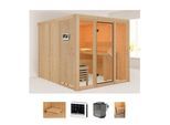 Sauna WELLTIME "Artja", beige (natur), Bio-Kombiofen, externe Steuerung, 9 kW, Saunen, Sauna, Ofen 9 kW Bio externe Strg easy