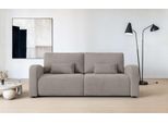 3-Sitzer OTTO HOME "JIGGS wahlweise Schlafsofa mit Bettkasten, Maße B/H/T: 228/96/110 cm", grau (taupe), B:228cm H:96cm T:110cm, 100% Polyester, Sofas, 3-Sitzer, Sofa mit Wellenunterfederung, enthält 2 Rückenkissen und 2 Zierkissen