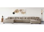Wohnlandschaft HOME AFFAIRE "Skara XXL U-Form", beige (dunkelbeige), B:510cm H:86cm T:250cm, 100% Polyester, Sofas, Wohnlandschaft, Lounge-Sofa XXL mit Federkern-Polsterung, in vielen Bezugsvarianten