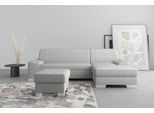 Ecksofa DOMO COLLECTION "Anzio L-Form, whlw. Bettfunktion, Federkern, hochwertig, Breite 271 cm", grau (hellgrau), B:271cm H:85cm T:160cm, Sofas, Ecksofa, Ohne Bettfunktion, Recamiere rechts, Chenille-Struktur, hellgrau