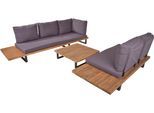 Gartenlounge-Set GARDEN PLEASURE "ACAPULCO", grau, Stahl, Sitzmöbel-Sets, Gartenlounge-Set