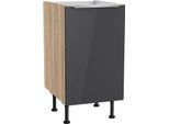 Spülenschrank KOCHSTATION "KS-Aken", grau (anthrazit hochglanz, wildeiche nachbildung), B:45cm H:87cm T:58,4cm, Schränke, Spülenschrank