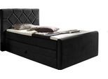 Boxspringbett HOME AFFAIRE "Atlanta", schwarz, B:110cm L:221cm, Kunststoff, Massivholz, Stoff, Komplettbetten, Boxspringbett, inklusive Topper und Bettkasten