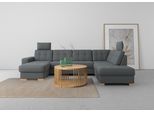 Wohnlandschaft SIT & MORE "Quincy U-Form", grau (dunkelgrau), B:312cm H:82cm T:213cm, Sofas, Wohnlandschaft, wahlweise mit Bettfunktion und Bettkasten