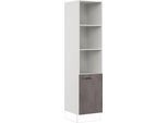 Seitenschrank IMPULS KÜCHEN "Prag", Breite/Höhe: 50/205,1 cm", grau (beton, optik schiefer dunkelgrau), B:50cm H:205,1cm T:57,6cm, Dekorfolie, Holzwerkstoff, Schränke, Seitenschrank, vormontiert, mit Drehtür, mit verstellbaren Fachböden
