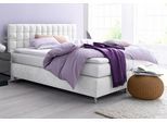 Boxspringbett, weiß, B:175cm L:210cm, Microvelours (100% Polyester);Strukturstoff (77% Polyester und 23% Viskose);Bonnell-Federkern-Matratzenbezug: 100% Polyester;Kaltschaum-Matratzenbezug: Frottee 100% Polyester, WESTFALIA SCHLAFKOMFORT, Komplettbetten, Boxspringbett