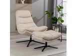 Relaxsessel DUO COLLECTION "Porto", beige, B:83cm H:100cm T:92cm, 100% Polyester, Sessel, Relaxsessel, 360 drehbar, doppelte Polsterung, mit Hocker, bis 115 kg belastbar