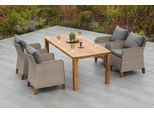Garten-Essgruppe MERXX "Avellino", beige (natur), Aluminium, Kunststoff, Massivholz, Sitzmöbel-Sets, Garten-Essgruppe, inkl. Auflagen