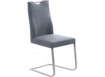 Freischwinger K+W KOMFORT & WOHNEN "6194", blau (blau 54, edelstahlfarbig), B:47cm H:100cm T:61cm, Stühle, Freischwinger, mit praktischem Griff oben am Rücken, Gestell aus Edelstahl