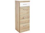 Hochkommode WIMEX "Joker", weiß (eichefarben san remo, weiß), B:46cm H:121cm T:40cm, Sideboards, Hochkommode, Schminkschrank Schminkkommode mit 4 Schubladen